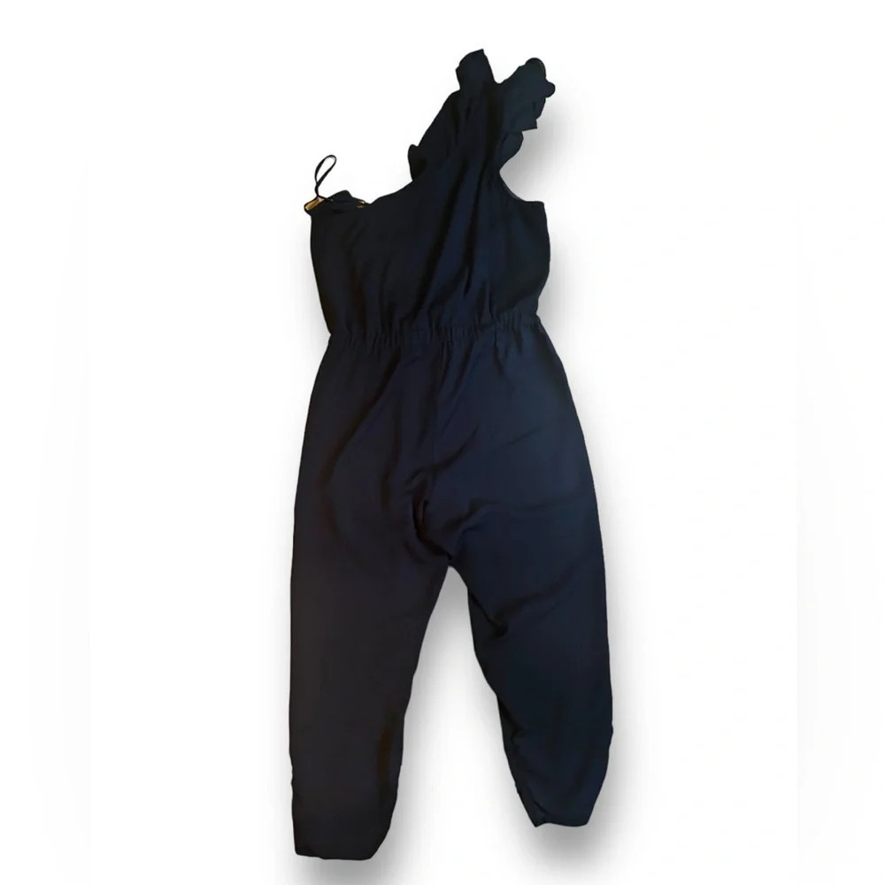 Parker Addison Black Spaghetti Strap Cropped‎ Jumpsuit Romper Women's Size 12 - Picture 13 of 15